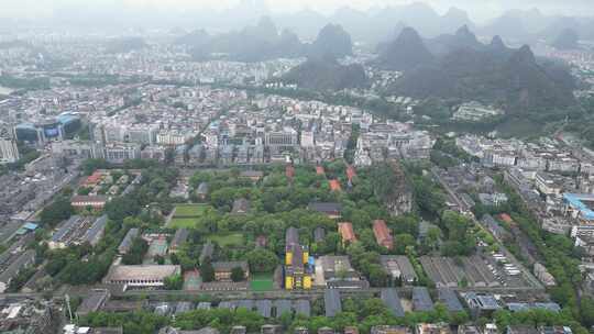 广西桂林城市风光航拍清晨迷雾 (70)