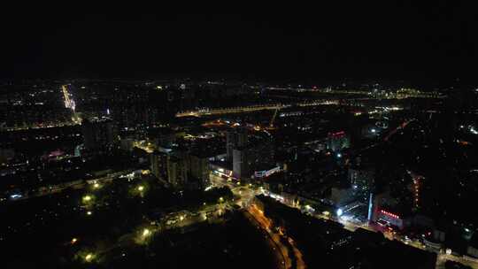 江苏淮安城市夜景灯光航拍