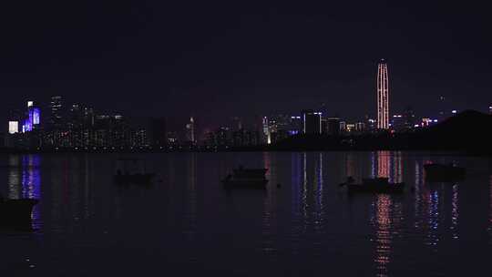 深圳湾灯光秀夜景