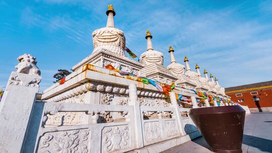 中国内蒙古呼和浩特大召寺佛塔经幡延时摄影