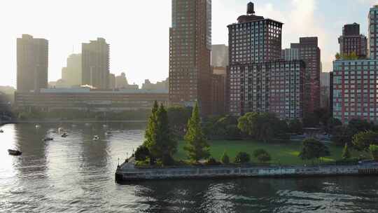 城市航拍纽约曼哈顿炮台公园世茂一号大楼