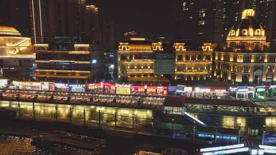 长沙湘江夜景航拍视频