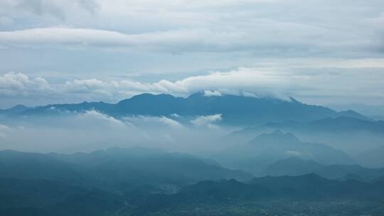 台州安基山眺望括苍山水墨山川云雾延时