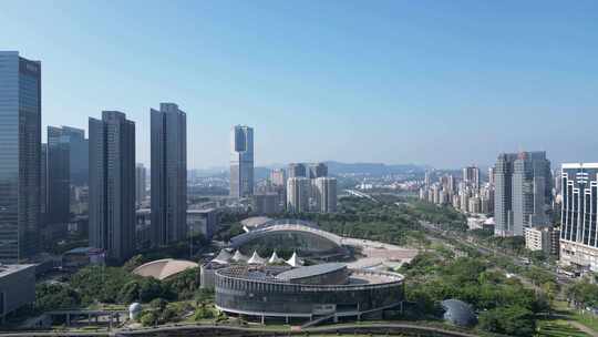 航拍惠州城市地标高楼惠州大景