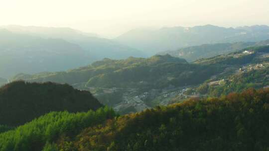 4k航拍恩施建始山区峡谷夕阳