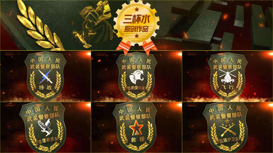 武警全套logo演绎AE视频素材教程下载