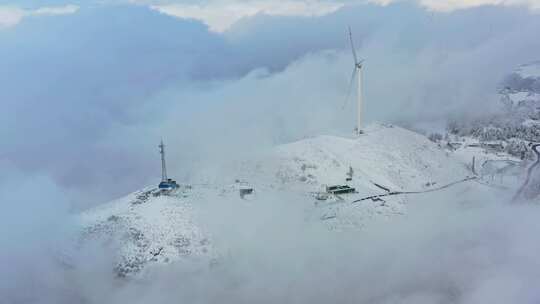 【合集】航拍高山雪原风车云海