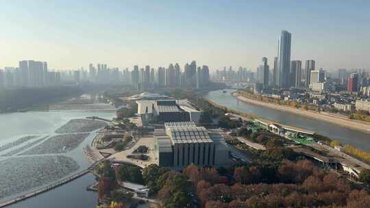 武汉琴台汉江湾月湖风景区建筑地标航运轮船