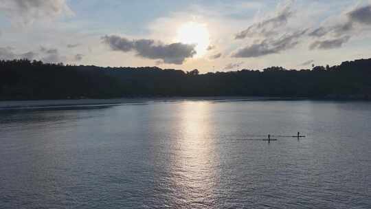 美丽热带海滩沙滩浪花海浪航拍