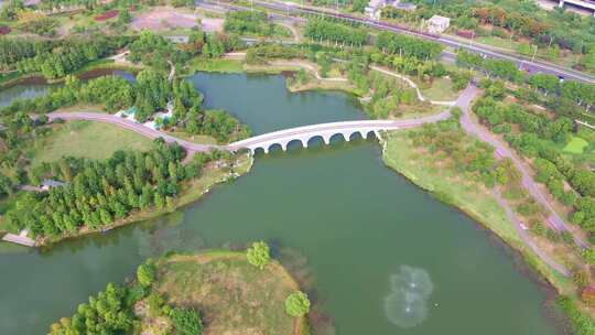 南京栖霞仙林湖公园自然风光航拍