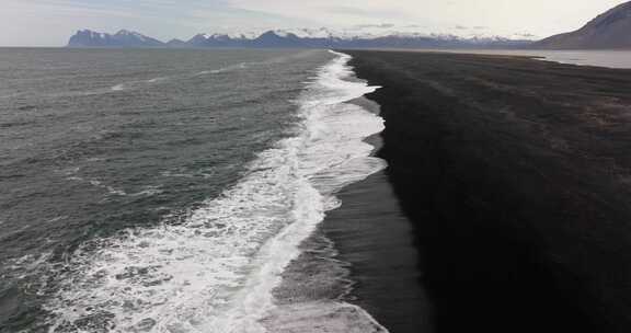 黑沙，海滩，海洋，海浪