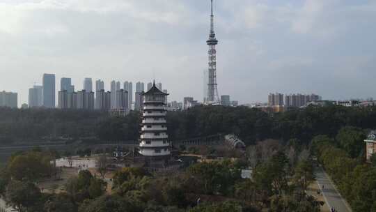 航拍湖南卫视广播电视塔视频素材模板下载