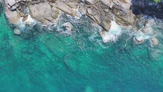 美丽的普吉岛海滩沙滩浪花海浪航拍