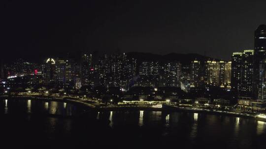 航拍星海湾城市夜景4K视频
