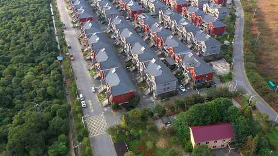 航拍别墅小区全景