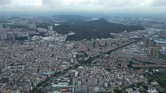 广州番禺长隆城市鸟瞰城乡结合部航拍