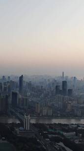 武汉城市高楼建筑竖屏航拍