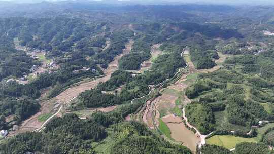 南方山川丘陵梯田农田航拍