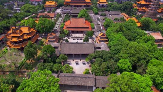 航拍福州西禅古寺建筑群