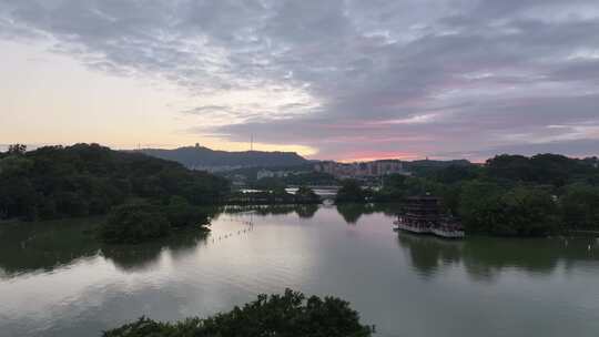 惠州惠城区傍晚夕阳航拍