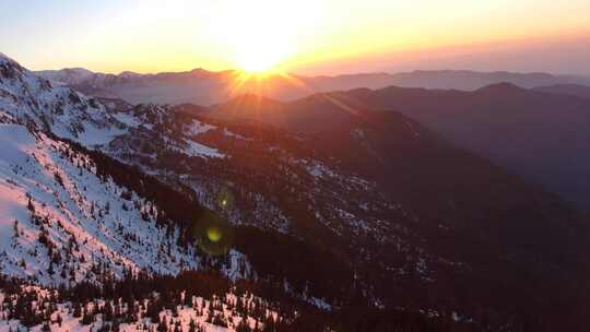 雪山日落视频素材模板下载