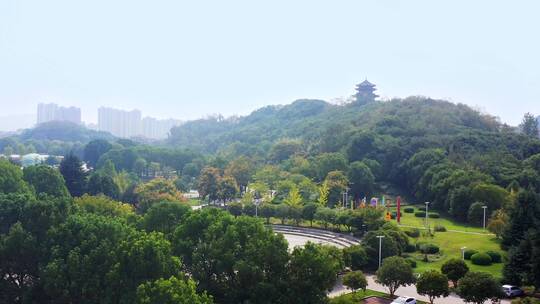 诸暨城区城市广场航拍全景