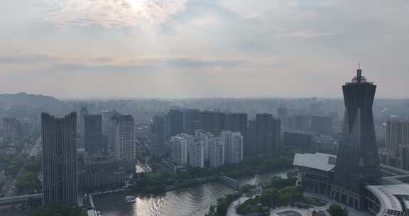 杭州西湖文化广场环球中心航拍
