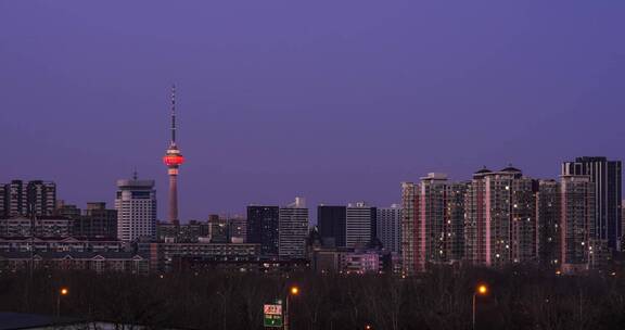 北京电视塔日转夜延时