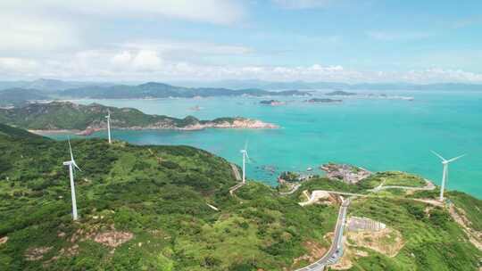 福建霞浦海上风车风景航拍