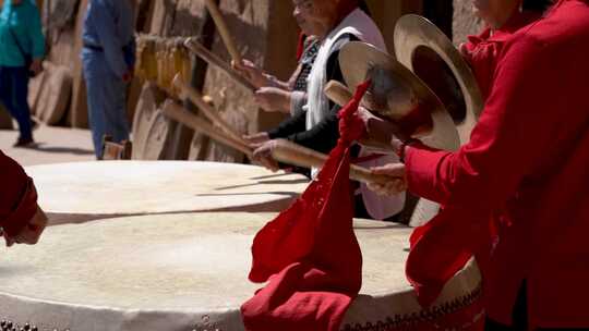 4K陕北民俗表演敲鼓打锣实拍视频