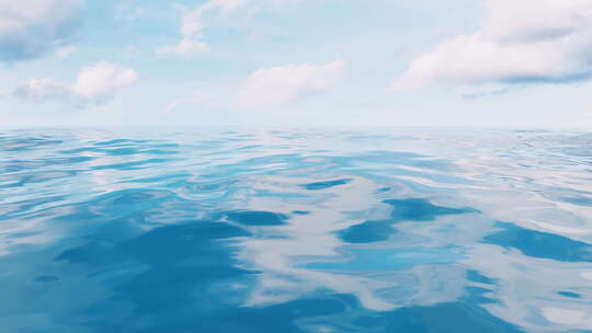纯净的水面与蓝天白云