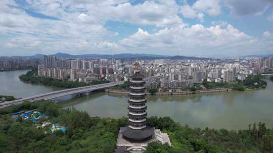 江西赣州翠浪塔地标建筑航拍