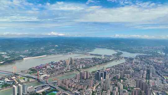 航拍宜昌城市景观