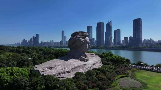 长沙橘子洲景区橘子洲大气航拍