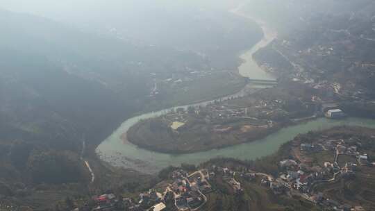 长江支流湖北恩施清江段风景风光航拍