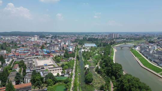 航拍湖北南漳县城市建设