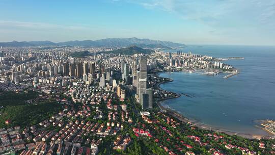 青岛海天中心浮山湾香港中路繁华建筑城市视频素材模板下载