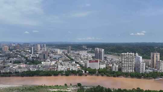 航拍四川乐山城市建设乐山大景