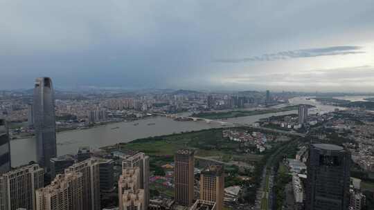 雨后的广州海珠城郊航拍
