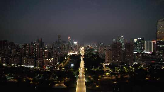 广东惠州城市夜幕降临夜景灯光航拍