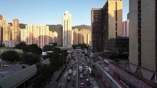 香港傍晚日落航拍视频素材模板下载