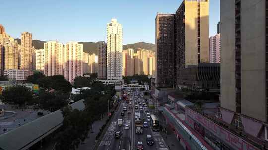 香港傍晚日落航拍