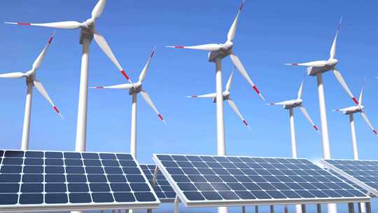 太阳能电池板  风力发电 可再生能源
