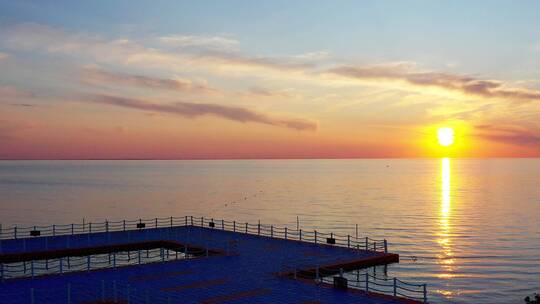 查干湖湖面落日夕阳余晖视频素材模板下载