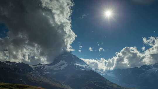 瑞士马特宏峰阿尔卑斯山雪峰滑雪延时