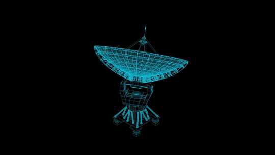 蓝色线框全息科技卫星雷达
