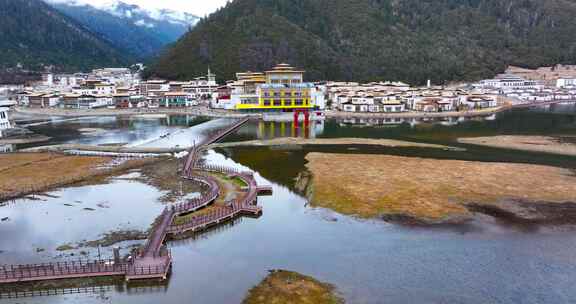 4K航拍西藏鲁朗国际旅游小镇1