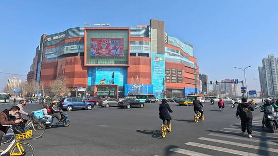 北京朝阳大悦城前十字路口延时摄影