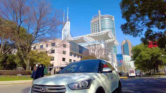 上海市黄浦区人民大道扫街街景城市风景视频