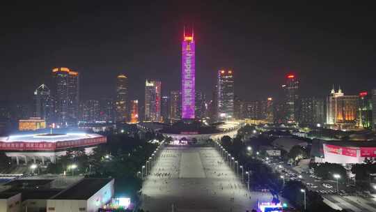 广州珠江新城中信大厦灯光秀夜景视频素材模板下载